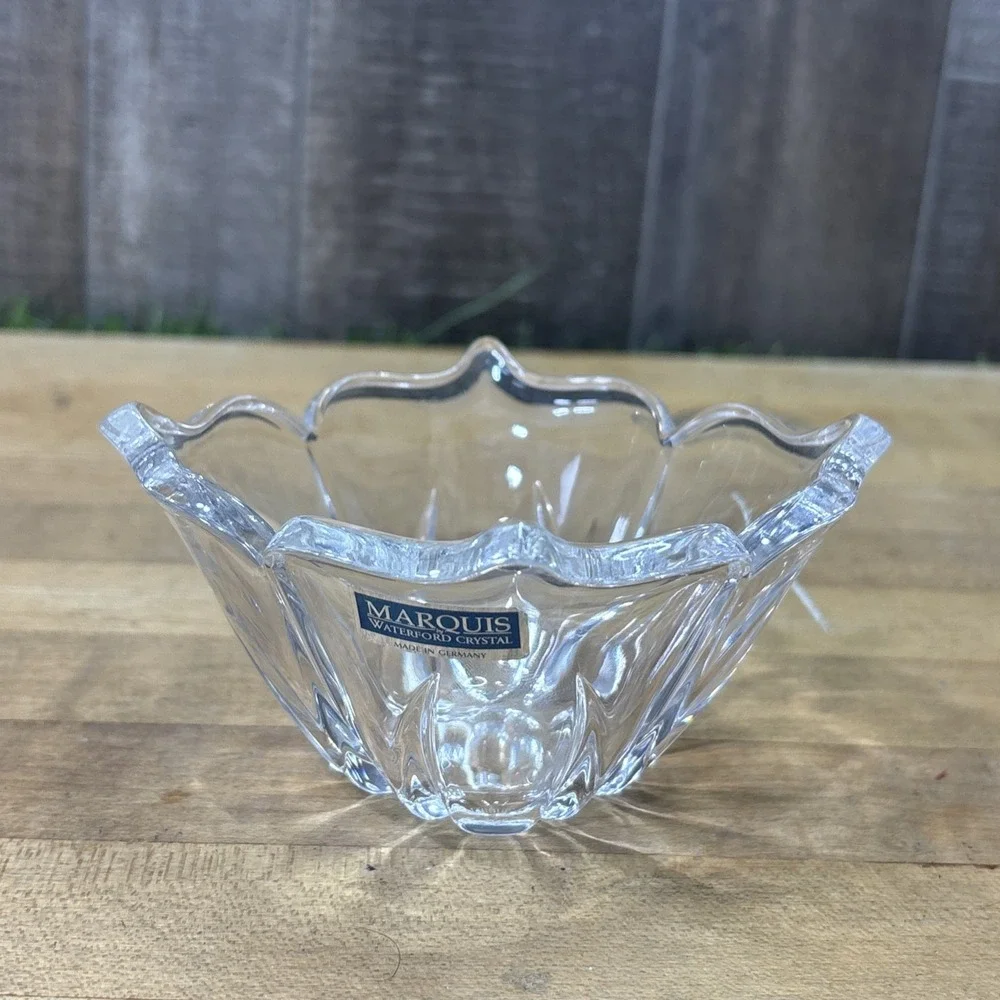 Marquis Waterford Crystal Flower Bowl Germany Scalloped Petal Trinket Dish